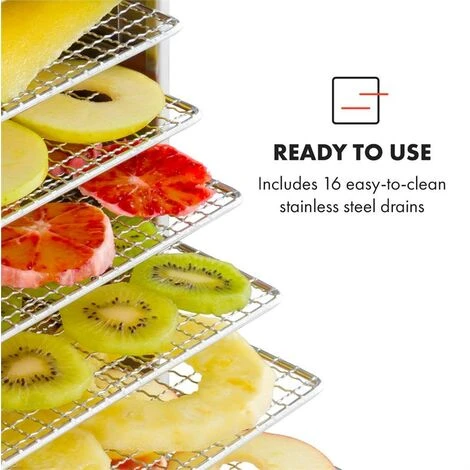 Klarstein Master Jerky 16 Dehydrator 1500W 40-90 ° C 15h-Timer Stainless Steel Silver - Image 3