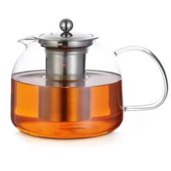 Monzana Teapot With Sieve Insert 1,5l Tea Maker Made Of Borosilicate Glass Stainless Steel Lid Dishwasher-Safe Heat-Resistant