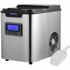 AREBOS Ice Cube Maker 12 Kg / 24 H 10-15 Minutes Production Time 3 Ice Cube Sizes