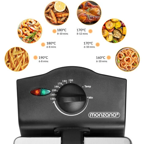 Monzana Deep Fryer 4 Liters Stainless Steel With Oil 2000 Watts Removable Oil Container Adjustable Temperature Cold Zone Technology - Image 3