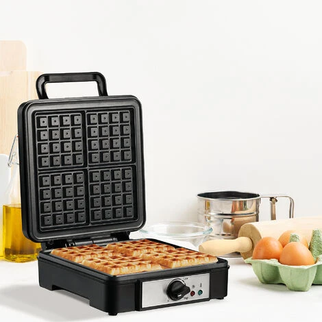 HOMCOM 4 Slice Waffle Maker W/ Deep Cooking Plate Adjustable Temperature1200W - Image 3