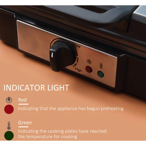 HOMCOM 4 Slice Waffle Maker W/ Deep Cooking Plate Adjustable Temperature1200W - Image 5