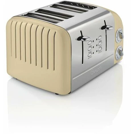 Swan 4 Slice Retro Toaster - Cream - Image 2