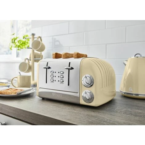 Swan 4 Slice Retro Toaster - Cream - Image 3