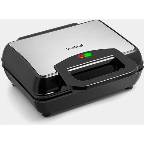 VonShef Waffle Maker, Dual Belgian Waffle Easy Clean Non-Stick Coated Plates & Automatic Temperature Control, Compact Stainless Steel Design – 1000W - Image 2