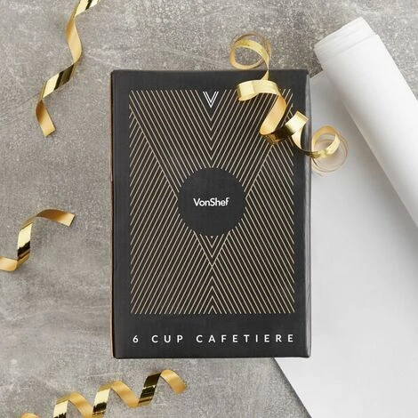 VonShef Cafetiere Stainless Steel - 6 Cup/800ml Double Walled Satin Brushed Coffee Filter With Coffee Measuring Spoon And Bag Sealing Clip - Image 2