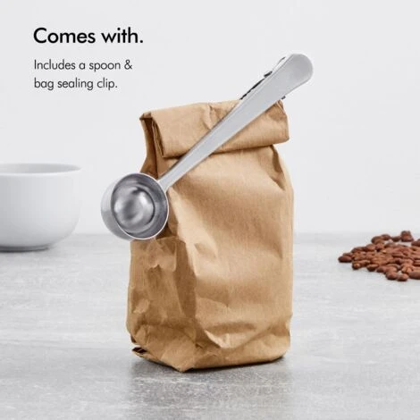 VonShef Cafetiere Stainless Steel - 6 Cup/800ml Double Walled Satin Brushed Coffee Filter With Coffee Measuring Spoon And Bag Sealing Clip - Image 5