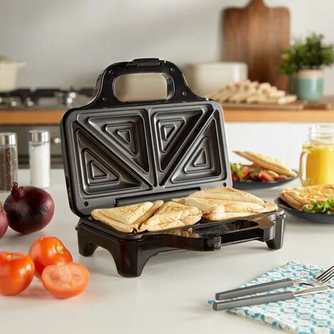 VonShef 2 Slice Sandwich Toaster & Toastie Maker Electric - Portable Compact Panini Press & Grill 700W - Easy Clean Non-Stick Deep Fill Plates For Toasties, Indicator Light & Auto Temperature Control - Image 2