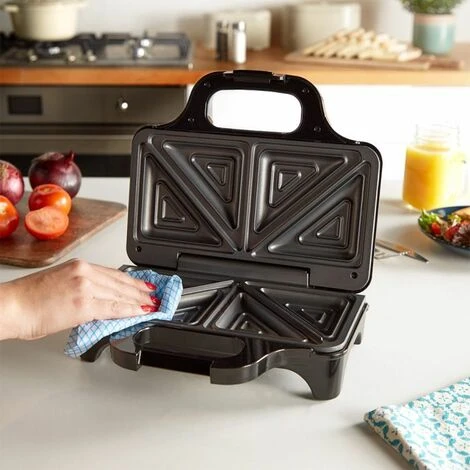 VonShef 2 Slice Sandwich Toaster & Toastie Maker Electric - Portable Compact Panini Press & Grill 700W - Easy Clean Non-Stick Deep Fill Plates For Toasties, Indicator Light & Auto Temperature Control - Image 4