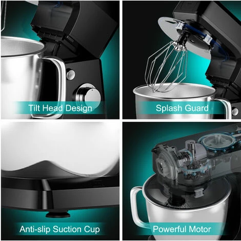 3 In 1 Electric Food Stand Mixer 6 Adjustable Speed Kitchen Beater Meat Grinder - Image 2