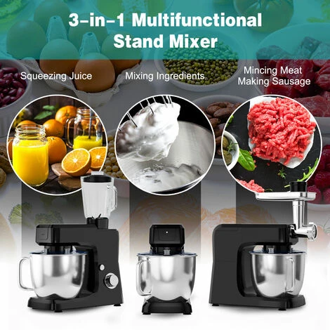 3 In 1 Electric Food Stand Mixer 6 Adjustable Speed Kitchen Beater Meat Grinder - Image 3