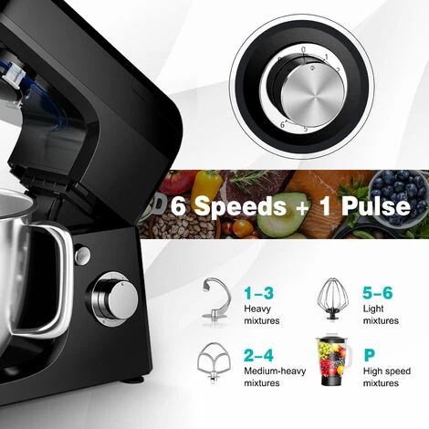 3 In 1 Electric Food Stand Mixer 6 Adjustable Speed Kitchen Beater Meat Grinder - Image 5