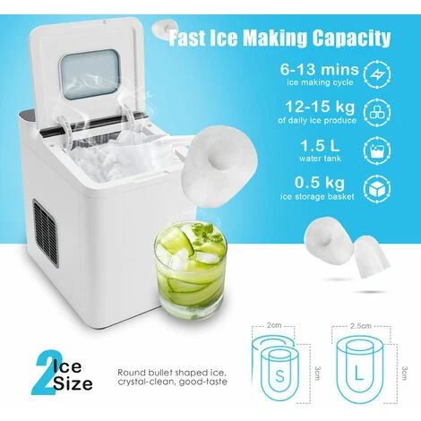 Countertop Ice Maker Portable Ice Cube Making Machine 15KG/24H Home Office Bar - Image 4