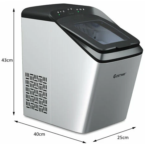 Countertop Ice Maker W/ Self-cleaning Function Ice Cubes Ready In 7 Mins Home Office Bar Silver - Image 2