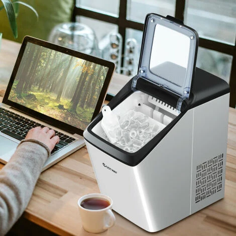 Countertop Ice Maker W/ Self-cleaning Function Ice Cubes Ready In 7 Mins Home Office Bar Silver - Image 3