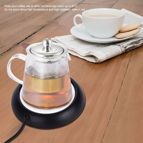 USB Wood Grain Mug Warmer Heat Drink Cup Mat Office Tea Coffee Warmer Pad Black - Image 3