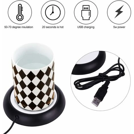 USB Wood Grain Mug Warmer Heat Drink Cup Mat Office Tea Coffee Warmer Pad Black - Image 4