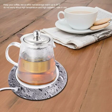 USB Wood Grain Cup Warmer Heat Drink Cup Mat Office Tea Coffee Warmer Pad Water Bead Pattern - Image 2