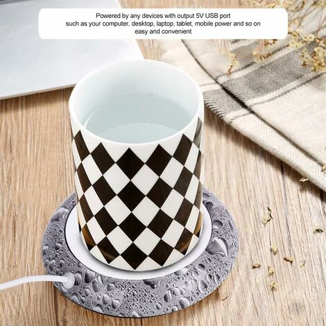 USB Wood Grain Cup Warmer Heat Drink Cup Mat Office Tea Coffee Warmer Pad Water Bead Pattern - Image 4