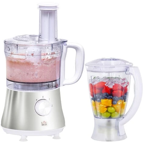 HOMCOM Food Processor W/1L Bowl 1.5L Blender Blades Slicing Grating Discs 500W