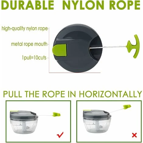 Multi-Function Manual Food Chopper & Processors With Handle And Cover,Vegetable Chopper Shredder,Garlic Press,Suitable For Onions Garlic Peppers Carrots Gingers Fruits,Wonderful For Kitchen(Green) - Image 4