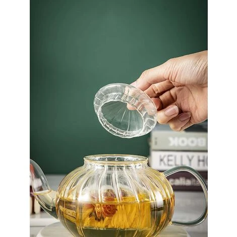 Glass Teapot With Infuser Pumpkin Design(600ml Pumpkin Teapot) - Image 3