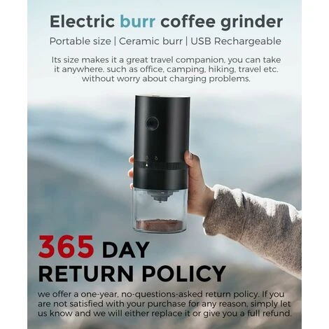 Portable Electric Coffee Grinder, Rechargeable Compact Grinder, Adjustable Ceramic Conical Burr, Fine Grind, Perfect For On The Go - Image 4