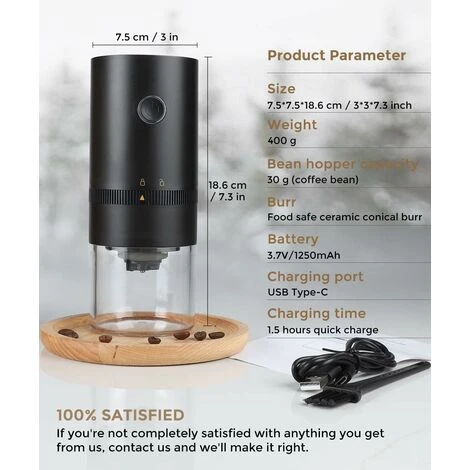 Portable Electric Coffee Grinder, Rechargeable Compact Grinder, Adjustable Ceramic Conical Burr, Fine Grind, Perfect For On The Go - Image 5