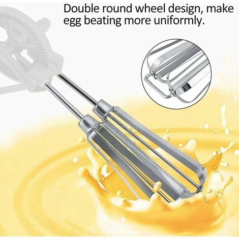 Stainless Steel Manual Whisk Egg Beater Rotary Handheld Egg Frother Mixer Cooking Tool Kitchen(White) - Image 3