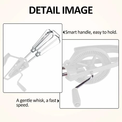 Stainless Steel Manual Whisk Egg Beater Rotary Handheld Egg Frother Mixer Cooking Tool Kitchen(White) - Image 4