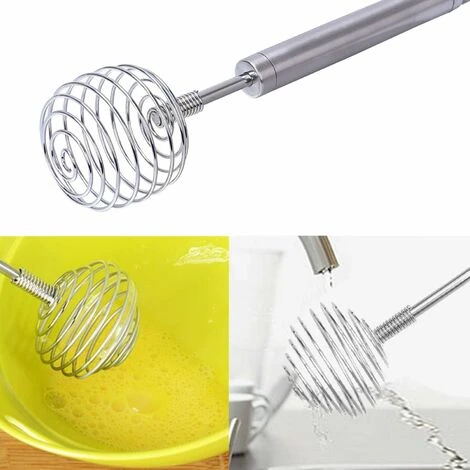 Stainless Steel Manual Egg Whisk, Hand Egg Mixer Eggbeater Blender Stirring Beater Cream Frother Flour Stirrer, For Family Restaurant Kitchen,9.05 In - Image 4