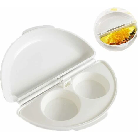 Microwave Omelet Dish, Special Microwave Omelette Cooker, Egg Poacher, Microwave Omelette Maker, Microwave Omelette Maker For Fried Egg Omelets Poached Eggs (White)