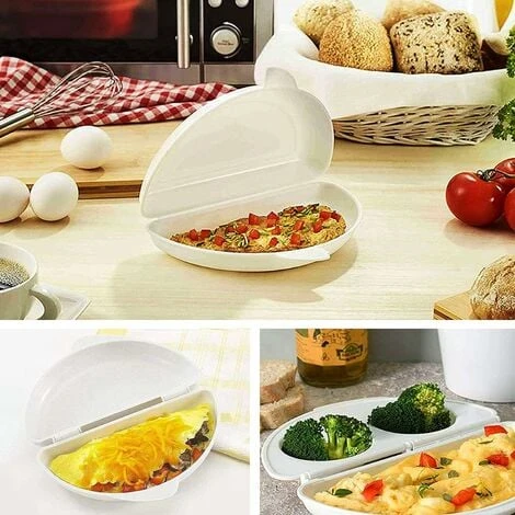 Microwave Omelet Dish, Special Microwave Omelette Cooker, Egg Poacher, Microwave Omelette Maker, Microwave Omelette Maker For Fried Egg Omelets Poached Eggs (White) - Image 2