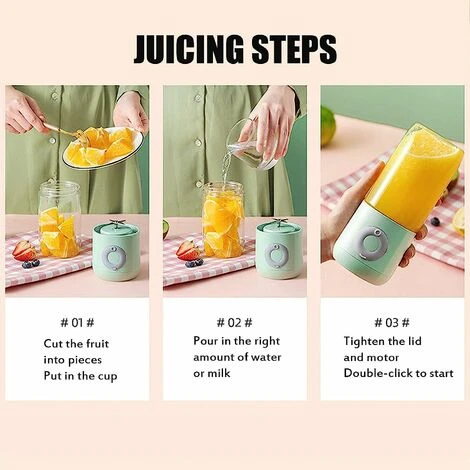 Portable Fruit Blender, 500ml 6 Blades Juicer Portable Mini USB Blender For Smoothie Mini Juice Bottles Electric USB Blender Cup Milkshake For Sport And Travel,BPA Free - Image 4