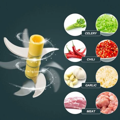 Electric Kitchen Chopper Mini Multifunction Chopper 250ml Food Processor Garlic Press Waterproof Washable Advanced Meat Grinder For Vegetables Fruits Baby Food - Image 2