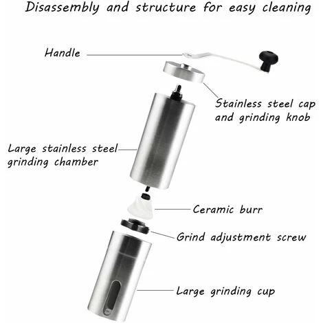 Moulin à Café Manuel Avec Réglage Réglable - Moulin à Bière Et Acier Inoxydable - Moulin à Café Pour Aeropress, Café Filtre, Expresso, Presse Française, Infusion Turque - Image 5