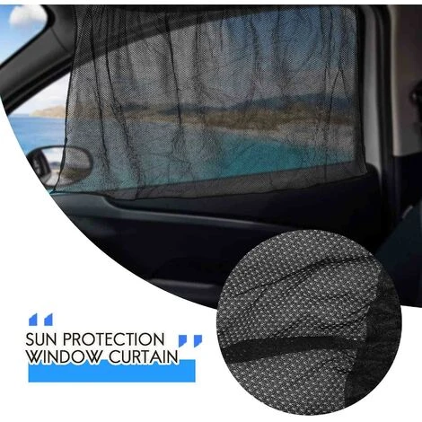 4pcs 75 X 50cm Car Black Mesh Sunscreen Suction Cup Side Window Curtain - Image 2
