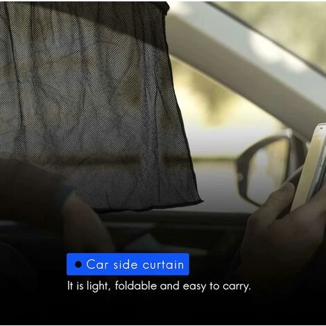 4pcs 75 X 50cm Car Black Mesh Sunscreen Suction Cup Side Window Curtain - Image 3