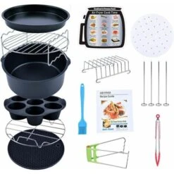 Air Fryer Accessories (15 Sets +20 Cookbook) -8 Inch, The Air Fryer Accessories, Suitable For 4.2-6.8QT Air Fryer All Brands