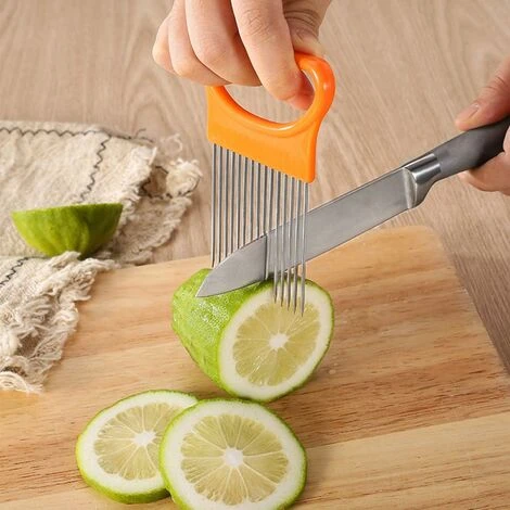 Slicer Onion Holder Assistant Food Slicer Fork Onion Holder Knife Stainless Steel Meat Needle Cutter Tomato Fruit Vegetable With Non-Slip Handle 4 Pieces - Image 4