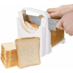Foldable Bread Slicer Layers Toast Slicing Machine Adjustable 3-Layer Bread Cutter For Bread Cakes Bagels Kitchen Gadgets White