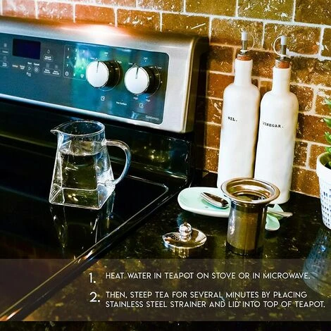 1 Piece Clear Square Bottom Teapot With Clear Glass Infuser, Household Borosilicate Infuser, Perfect For Tea And Coffee (950ml) - Image 2