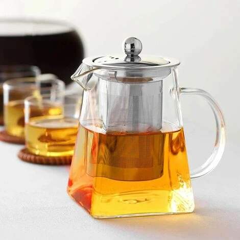 1 Piece Clear Square Bottom Teapot With Clear Glass Infuser, Household Borosilicate Infuser, Perfect For Tea And Coffee (950ml) - Image 4