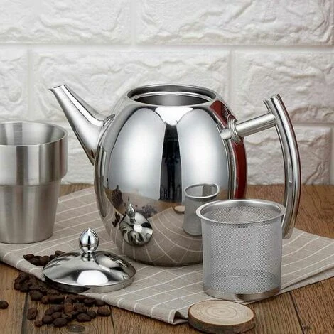 1000ml/34oz Teapot Kettle, Stainless Steel Tea Pot Filter Coffee Maker (Silver) - Image 5