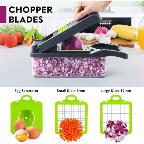 Vegetable Cutter - Cube Cutter - Vegetable Slicer - Suitable For Cubes, Sticks, Slices, Bars Etc. - 14 In 1 Multifunctional Cutter - Onion Chopper - Salad Cutter - Mandolin Cucumber Slicer - Image 3