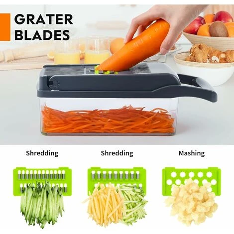 Vegetable Cutter - Cube Cutter - Vegetable Slicer - Suitable For Cubes, Sticks, Slices, Bars Etc. - 14 In 1 Multifunctional Cutter - Onion Chopper - Salad Cutter - Mandolin Cucumber Slicer - Image 4