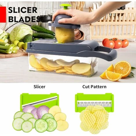 Vegetable Cutter - Cube Cutter - Vegetable Slicer - Suitable For Cubes, Sticks, Slices, Bars Etc. - 14 In 1 Multifunctional Cutter - Onion Chopper - Salad Cutter - Mandolin Cucumber Slicer - Image 5