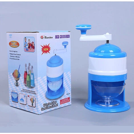 Family Mini Ice Crusher Manual Shave Ice Maker Smoothie Maker Multi Countertop Function Ice Shaver Summer 1pc Blue - Image 3
