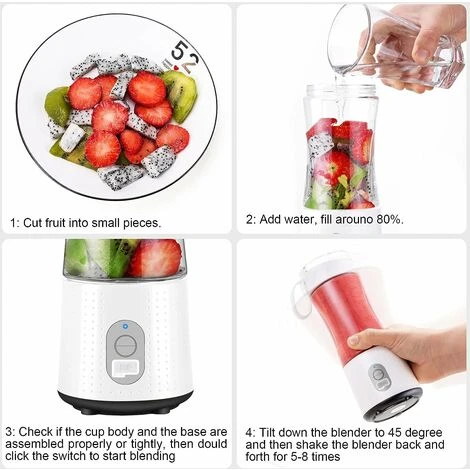 BPA Free Portable Mini Blender, Personal Blender For Smoothie And Shakes, Electric Fruit Blender With 6 Blades, 3D And USB Rechargeable - Image 5