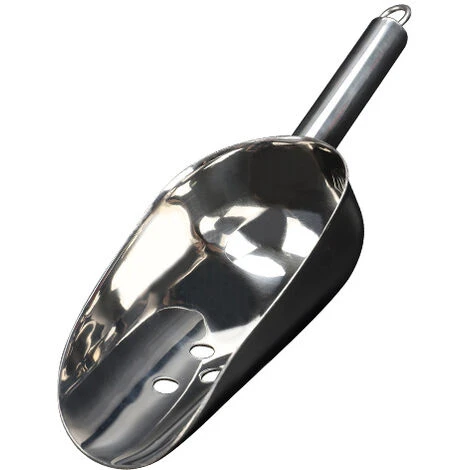 Ice Scoop/scoop For Crushed Ice And Ice Cubes, Perforated, Round, Stainless Steel, Silver - Image 2
